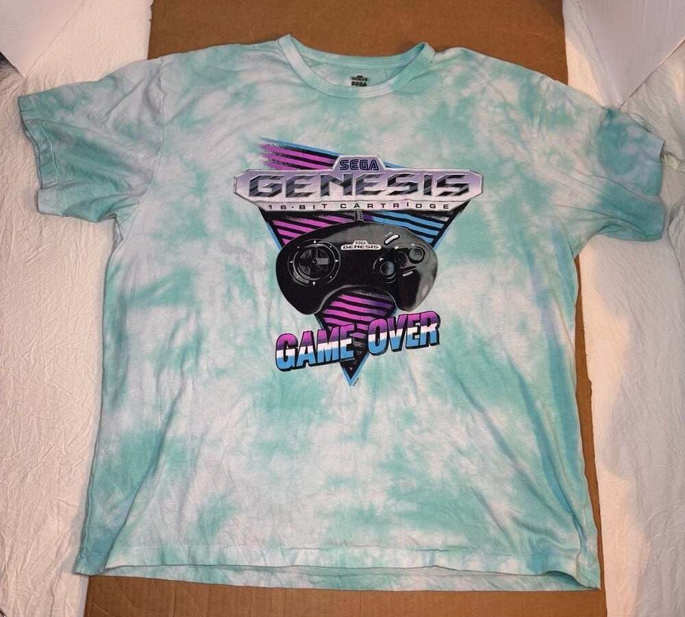 Sega Genesis T-Shirt XL Tie Dye Game Over 16-Bit Cartridge